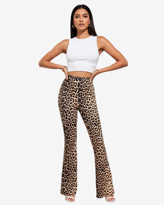Legging léopard évasé – taille haute effet galbant