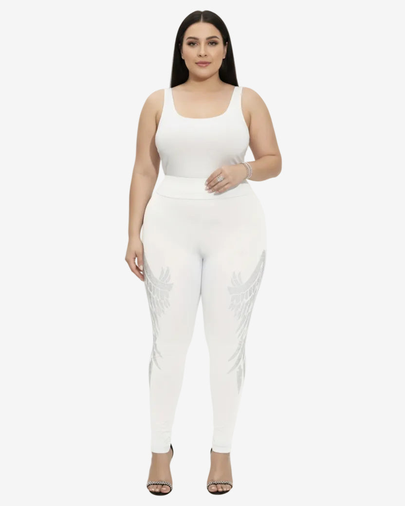 Legging grande taille strass ailes