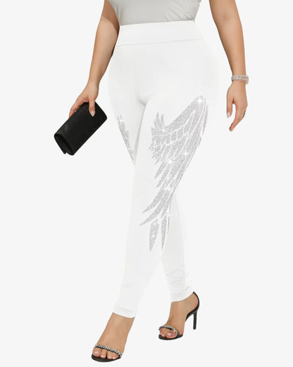 Legging grande taille strass ailes