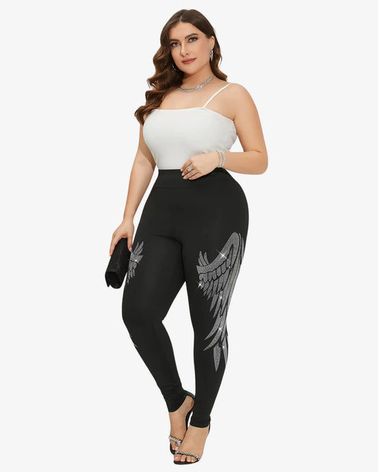 Legging grande taille strass ailes