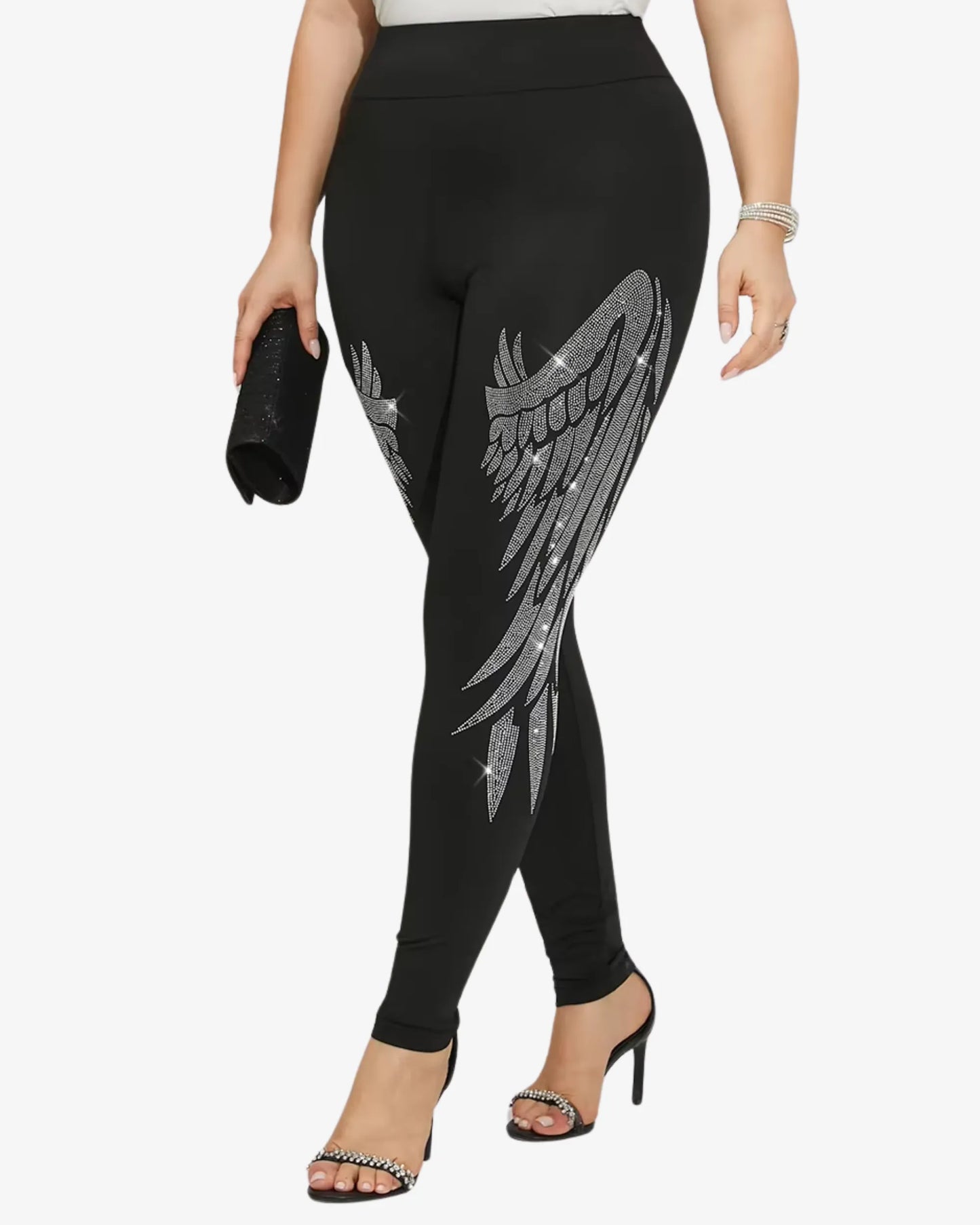 Legging grande taille strass ailes