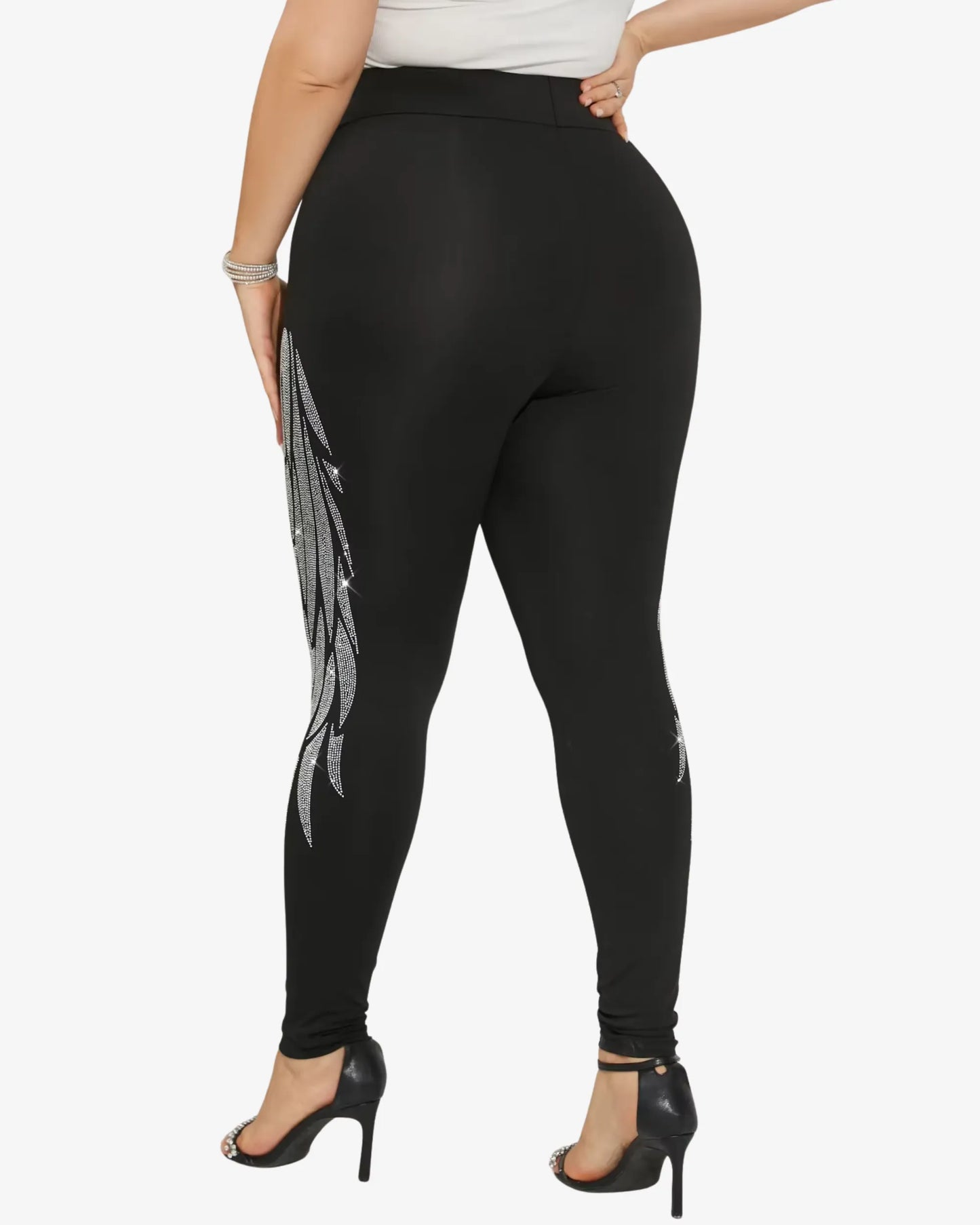 Legging grande taille strass ailes