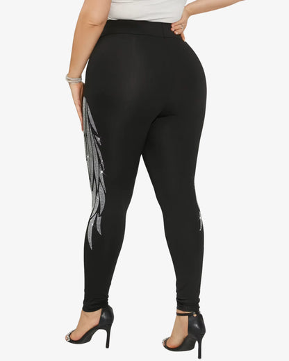 Legging grande taille strass ailes