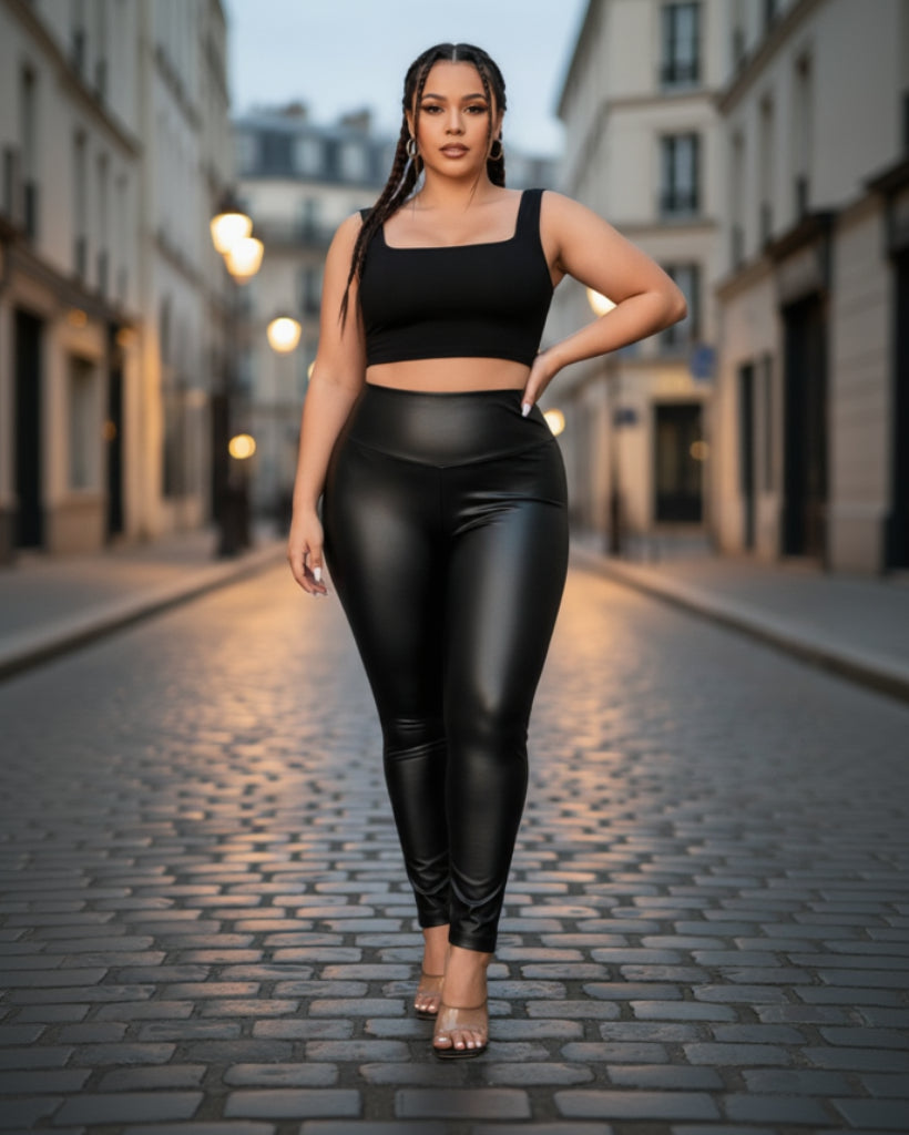 Legging simili cuir grande taille