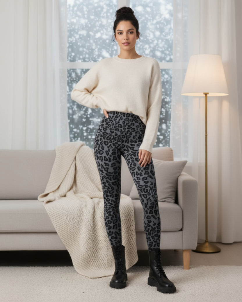 Leggings léopard élégant - Confort thermique hiver